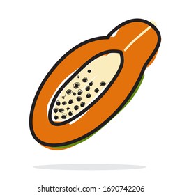 Papaya cartoon on white background