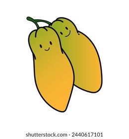 Papaya cartoon. Papaya on white background. for poster, banner, web, icon, mascot, background. Hand drawn. Healthy fruit food. Vector illustration