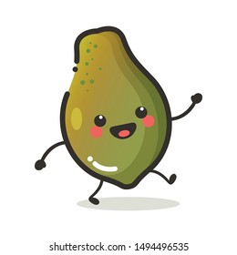 Papaya Character Mascot.  Fruit & Vegetable Cute Simple icon Vector