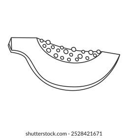 Ícone de contorno de papaia com silhueta limpa. Projeto de contorno vetorial de trimestre de fruta tropical