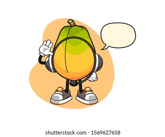 Papaya costumer cervices with speech bubble cartoon. Mascot Character vector.