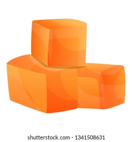 Papaya cubes icon. Cartoon of papaya cubes vector icon for web design isolated on white background
