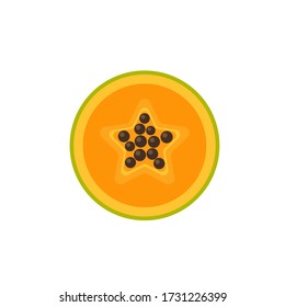 Papaya in cut top view flat design. Vector illustration isolated on white background
