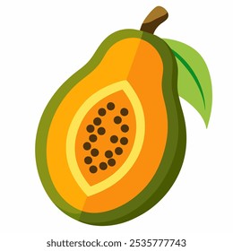 Papaya Ilustración vectorial plana del icono de la fruta del diseño en el fondo blanco