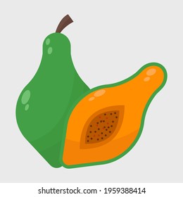 papaya flat icon illustration vector graphic 