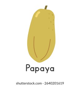 Papaya flat vector illustration. Papaya cartoon clipart style isolated on white background. Common fruit concept
