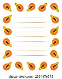 Papaya frame with space for writing or notes. Vector illustration.