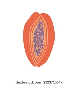 Ilustración de vectores de frutas orgánicas frescas de papaya sobre fondo blanco