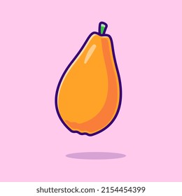 Papaya Fruit Cartoon Vector Icon Illustration. Food Nature Icon Concept Isolated Premium Vector. Flat Cartoon Style