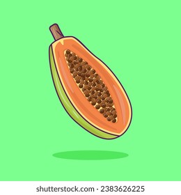 Papaya Fruit cartoon vector icon illustration food nature icon concept isolated premium