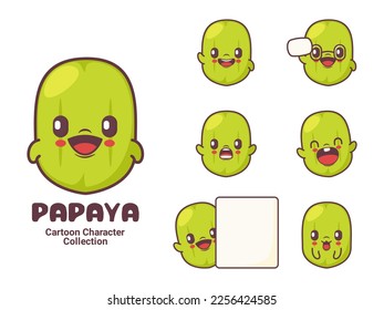 papaya fruit cartoon. vector illustration with different expressions