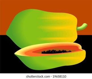 papaya fruit and a half piece	