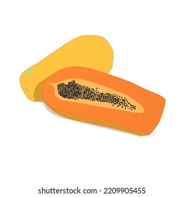 Papaya fruit has many benefits such as lowering cholesterol, reducing stress, protecting against arthritis and others. Simple vector design. For children books and others