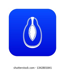 Papaya fruit icon digital blue for any design isolated on white vector illustration