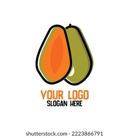 diseño del logotipo del icono de la fruta de la papaya aislado en fondo blanco