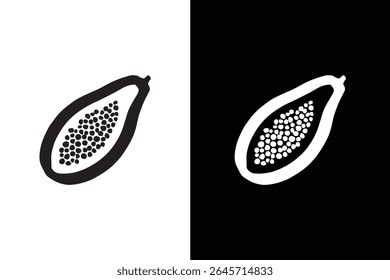 Ícone de fruta de mamão Silhueta ilustração vetorial preto e branco