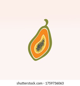 Papaya fruit icon simple illustration creative design