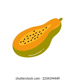papaya fruit illustration in a flat design style