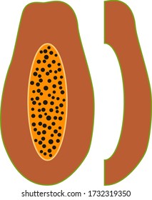 Papaya fruit isolated on white background. Tropical vector illustration.