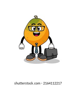 papaya fruit mascot as a businessman , character design