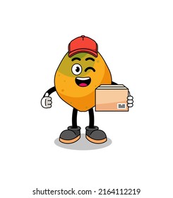 papaya fruit mascot cartoon as an courier , character design