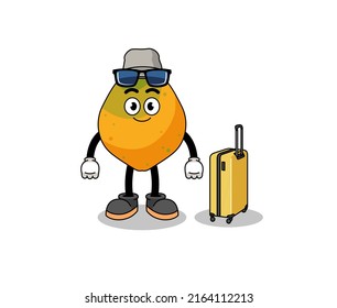 papaya fruit mascot doing vacation , character design