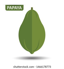 Papaya, fruit on white background. Flat design style. vector illustration.
