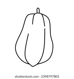 papaya fruit outline vector illustration, isolated on white background, suitable for coloring.