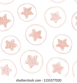 Papaya fruit pattern. Seamless nature wallpaper. Fresh organic healthy food background, orange color, seeds, stars shape