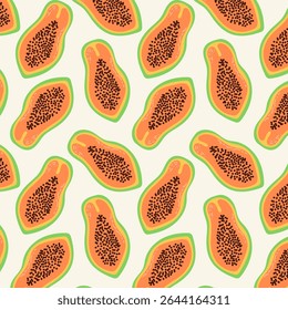 Fruta De Mamão Padrão Sem Costura. Fundo Rosa-Fruta. Ilustrações de vetor