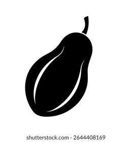 Papaya Fruit Silhouette Vector Icon On White Background