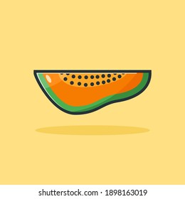 papaya fruit slice vector design illustration