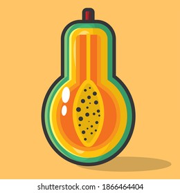 papaya fruit slice vector illustration in flat style