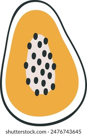Papaya Fruit Slice Vector Illustration