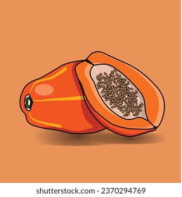 Papaya fruit tropical fresh fruit symbol illustration vector