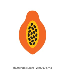 Papaya Fruit Vector – Bright Tropical Illustration with Seeds on white Background
