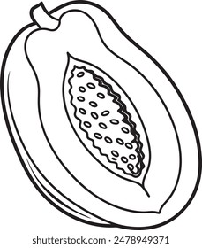 Papaya Vector de frutas para colorear páginas para niños