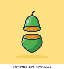 papaya fruit vector design illustration halved