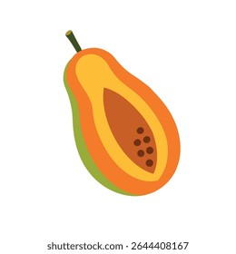 Icono De Vector De Fruta De Papaya Sobre Fondo Blanco