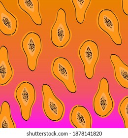 Patrón de frutos de papaya. Ilustración del vector 