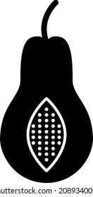 Papaya Glyph Icon Fruit Vector