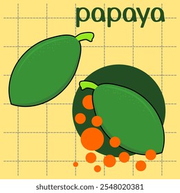 papaya. green papaya. papaya flavored food and drinks. vector illustration. tropical fruit. farmer. harvest. agriculture. product. fruit theme. vegetarian