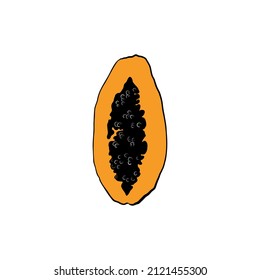 Papierhandzieher, Vektorgrafik einzeln auf weißem Hintergrund. Papaya-Vektorgrafik