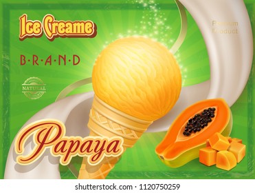Papaya ice cream advertising design
