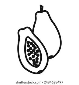 Papaya icon (2) Black line art vector
