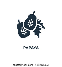 Papaya icon. Black filled vector illustration. Papaya symbol on white background. Can be used in web and mobile.