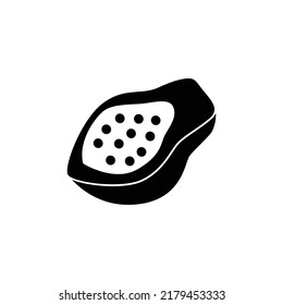 papaya icon in black flat glyph, filled style isolated on white background