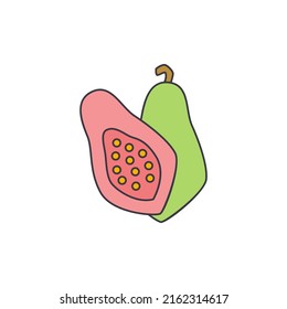 papaya icon in color, isolated on white background 