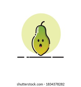Papaya icon cute vector illustration shocked expression
