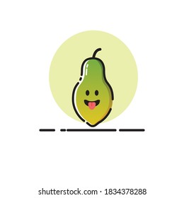 Papaya icon cute vector illustration sticking tongue out expression